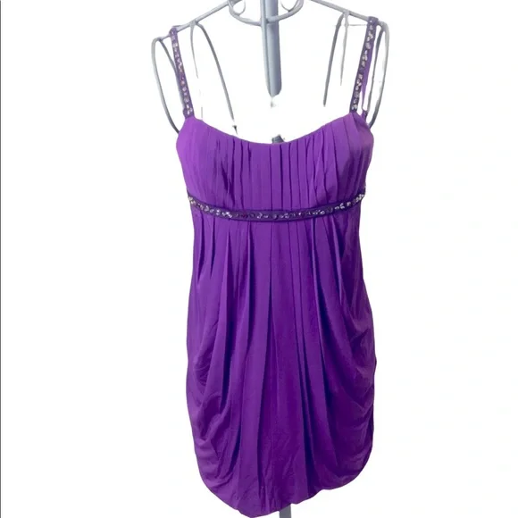 BCBGMaxAzria | Dresses | Bcbgmaxazria Purple Beaded Embellished Bubble Dress  Size 8 | Poshmark